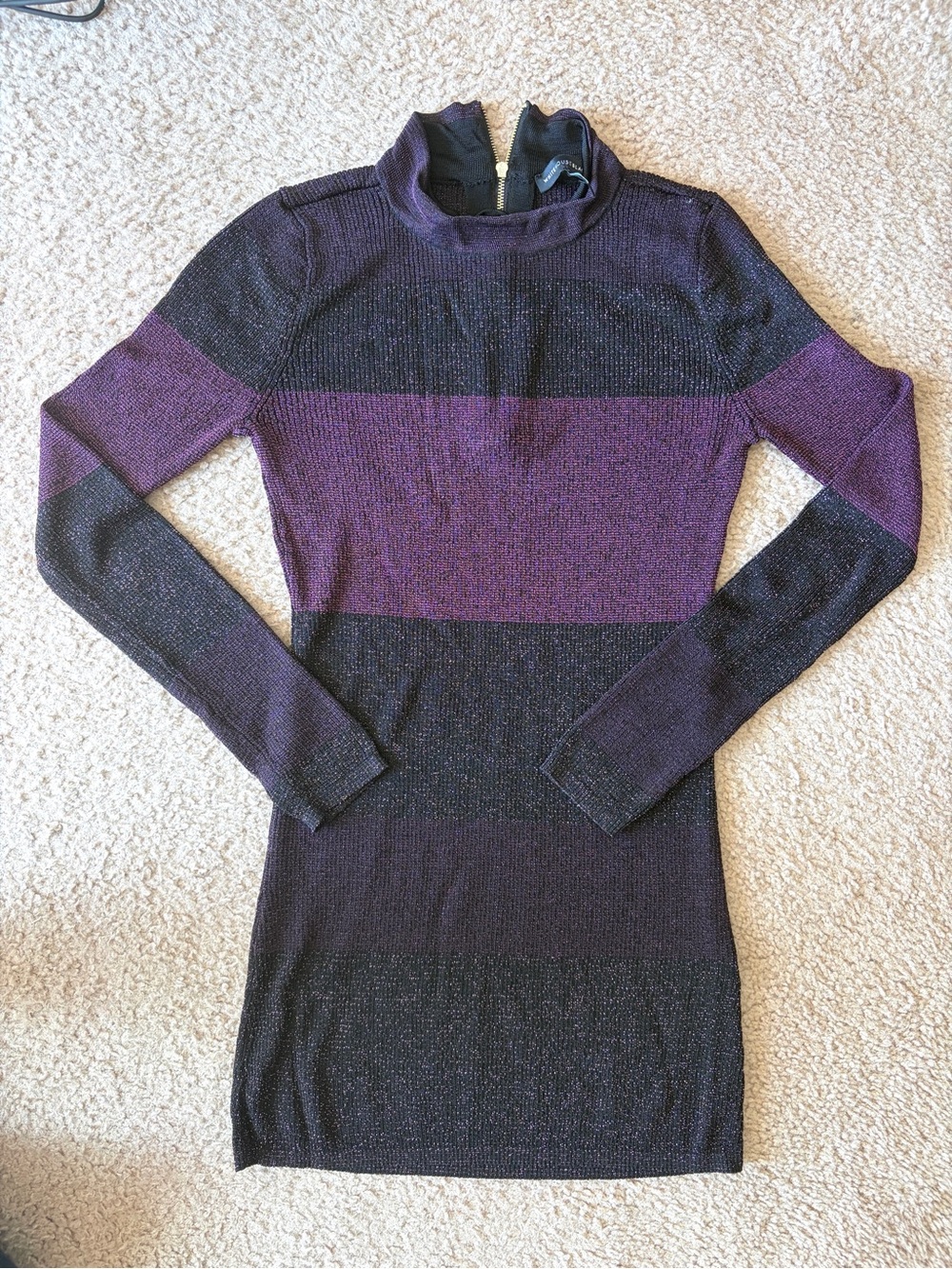 Y2K White House Black Market Rayon Purple and Black Tunic